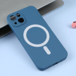 For iPhone 14 Liquid Silicone Magsafe Phone Case (Blue)