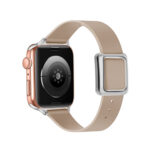 Magnetic Silver Square Buckle Watch Band For Apple Watch Ultra 49mm / Series 8&7 45mm / SE 2&6&SE&5&4 44mm / 3&2&1 42mm(Apricot)