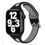 Water Drop Silicone Watch Band For Apple Watch Ultra 49mm / Series 8&7 45mm / SE 2&6&SE&5&4 44mm / 3&2&1 42mm(Black and Cold Grey)