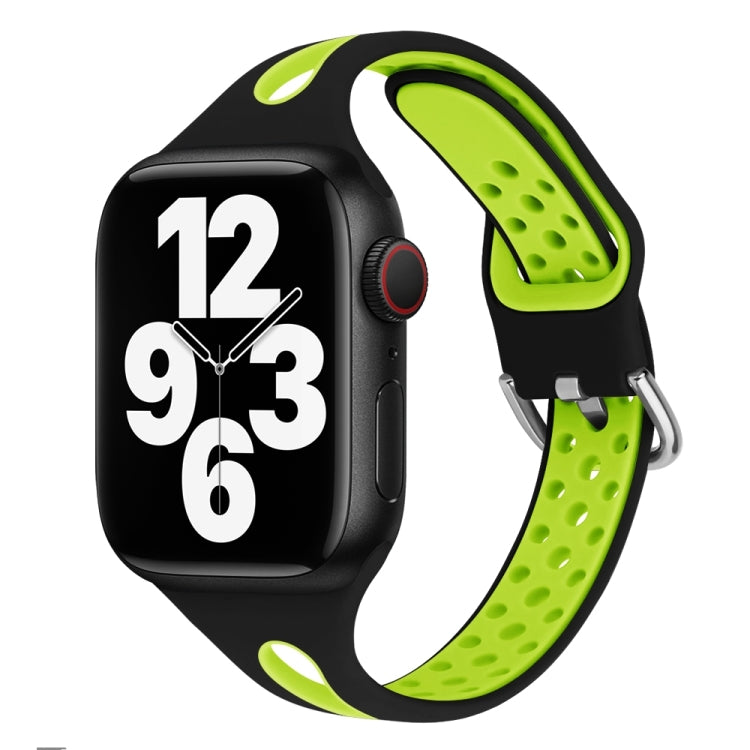 Water Drop Silicone Watch Band For Apple Watch Ultra 49mm / Series 8&7 45mm / SE 2&6&SE&5&4 44mm / 3&2&1 42mm(Black and Fluorescent Yellow)