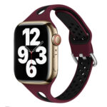 Water Drop Silicone Watch Band For Apple Watch Ultra 49mm / Series 8&7 45mm / SE 2&6&SE&5&4 44mm / 3&2&1 42mm(Wine Red and Black)