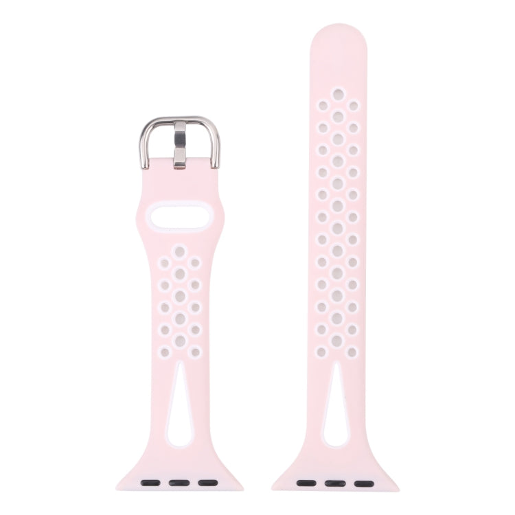 Water Drop Silicone Watch Band For Apple Watch Ultra 49mm / Series 8&7 45mm / SE 2&6&SE&5&4 44mm / 3&2&1 42mm(Light Pink and White)