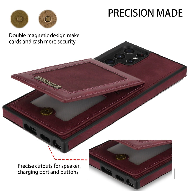 For Samsung Galaxy S22 Ultra 5G N.Bekus Vertical Flip Card Slot RFID Phone Case(Wine Red)