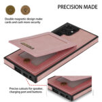 For Samsung Galaxy S22 Ultra 5G N.Bekus Vertical Flip Card Slot RFID Phone Case(Rose Gold)