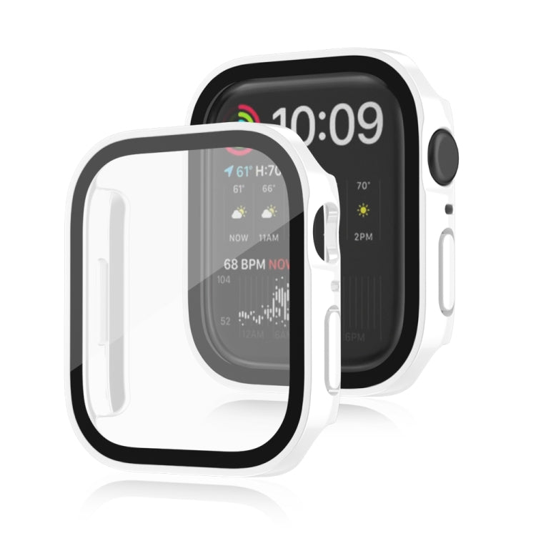 Life Waterproof 2 in 1 PC Frame + Tempered Glass Protective Case For Apple Watch Series 8 / 7 45mm(White)