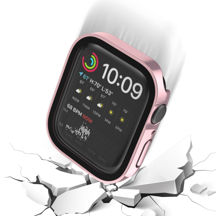 Life Waterproof 2 in 1 PC Frame + Tempered Glass Protective Case For Apple Watch Series 8 / 7 45mm(Pink)