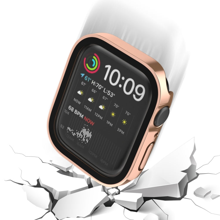 Life Waterproof 2 in 1 PC Frame + Tempered Glass Protective Case For Apple Watch Series 8 / 7 45mm(Rose Gold)