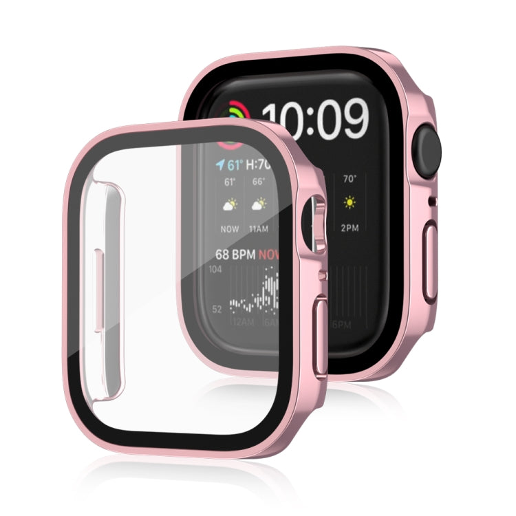 Life Waterproof 2 in 1 PC Frame + Tempered Glass Protective Case For Apple Watch Series 8 / 7 41mm(Pink)