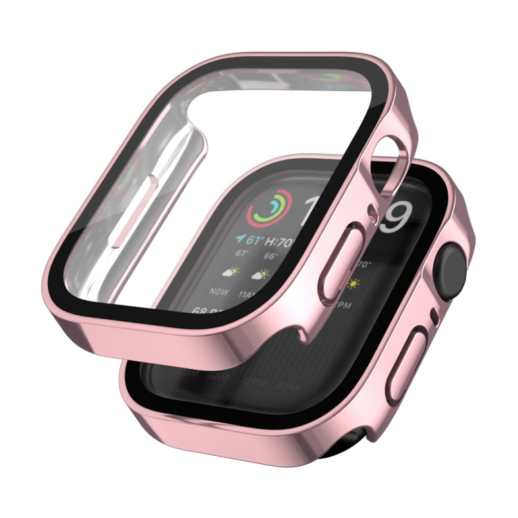 Life Waterproof 2 in 1 PC Frame + Tempered Glass Protective Case For Apple Watch Series 8 / 7 41mm(Pink)