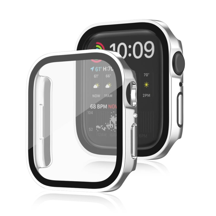 Life Waterproof 2 in 1 PC Frame + Tempered Glass Protective Case For Apple Watch Series 8 / 7 41mm(Silver)