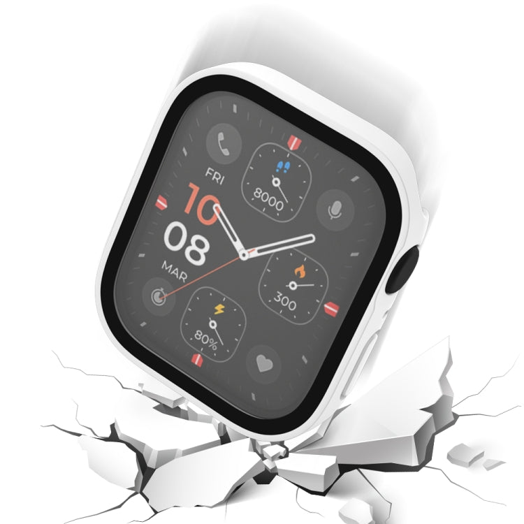 Life Waterproof Frosted 2 in 1 PC Frame + Tempered Glass Protective Case For Apple Watch Series 8 / 7 45mm(White)