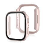 Life Waterproof Frosted 2 in 1 PC Frame + Tempered Glass Protective Case For Apple Watch Series 8 / 7 45mm(Pink)