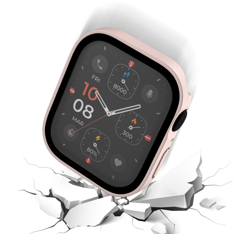 Life Waterproof Frosted 2 in 1 PC Frame + Tempered Glass Protective Case For Apple Watch Series 8 / 7 45mm(Pink)