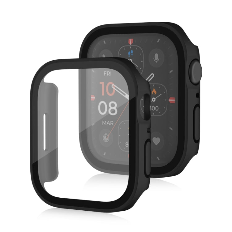 Life Waterproof Frosted 2 in 1 PC Frame + Tempered Glass Protective Case For Apple Watch Series 8 / 7 45mm(Black)