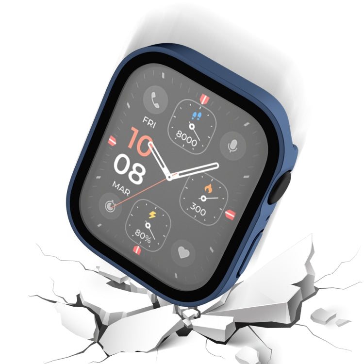 Life Waterproof Frosted 2 in 1 PC Frame + Tempered Glass Protective Case For Apple Watch Series 8 / 7 45mm(Blue)