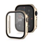 Life Waterproof Frosted 2 in 1 PC Frame + Tempered Glass Protective Case For Apple Watch Series 8 / 7 45mm(Rose Gold)