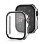 Life Waterproof Frosted 2 in 1 PC Frame + Tempered Glass Protective Case For Apple Watch Series 8 / 7 45mm(Silver)