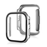 Life Waterproof Frosted 2 in 1 PC Frame + Tempered Glass Protective Case For Apple Watch Series 8 / 7 45mm(Silver)