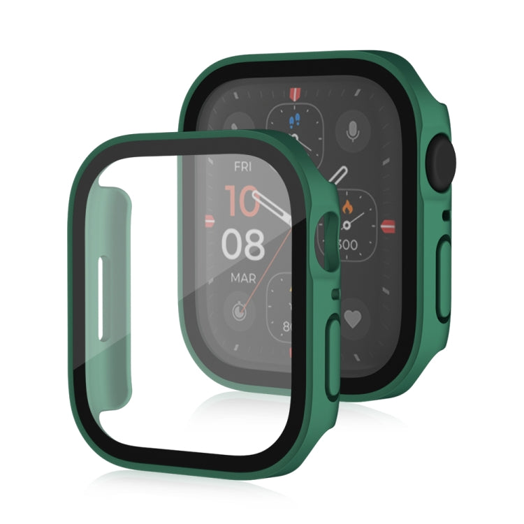 Life Waterproof Frosted 2 in 1 PC Frame + Tempered Glass Protective Case For Apple Watch Series 8 / 7 41mm(Green)