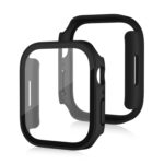 Life Waterproof Frosted 2 in 1 PC Frame + Tempered Glass Protective Case For Apple Watch Series 6 / 5 / 4 / SE 44mm(Black)