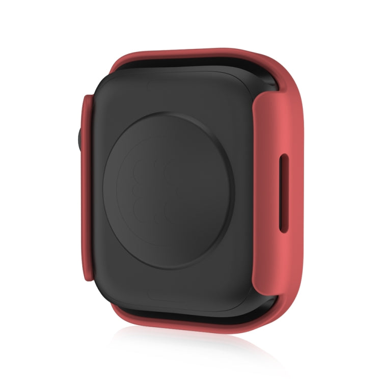 Life Waterproof Frosted 2 in 1 PC Frame + Tempered Glass Protective Case For Apple Watch Series 6 / 5 / 4 / SE 44mm(Red)