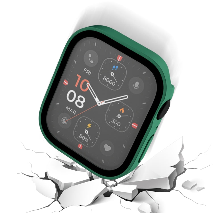 Life Waterproof Frosted 2 in 1 PC Frame + Tempered Glass Protective Case For Apple Watch Series 6 / 5 / 4 / SE 44mm(Green)