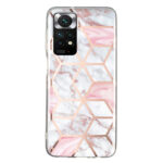 For Xiaomi Redmi Note 11 Electroplated Marble Pattern TPU Phone Case(White Gravel Pink)