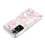 For Xiaomi Redmi Note 11 Electroplated Marble Pattern TPU Phone Case(White Gravel Pink)