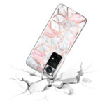 For Xiaomi Redmi Note 11 Electroplated Marble Pattern TPU Phone Case(White Gravel Pink)