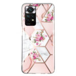 For Xiaomi Redmi Note 11 Electroplated Marble Pattern TPU Phone Case(Rose Pink White)