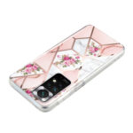 For Xiaomi Redmi Note 11 Electroplated Marble Pattern TPU Phone Case(Rose Pink White)