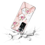 For Xiaomi Redmi Note 11 Electroplated Marble Pattern TPU Phone Case(Rose Pink White)