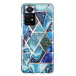 For Xiaomi Redmi Note 11 Electroplated Marble Pattern TPU Phone Case(Blue and Green)