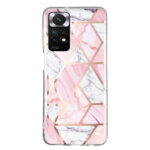 For Xiaomi Redmi Note 11 Electroplated Marble Pattern TPU Phone Case(Pink and White)