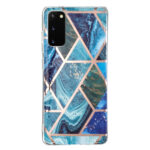 For Samsung Galaxy S20 Electroplated Marble Pattern TPU Phone Case(Blue and Green)