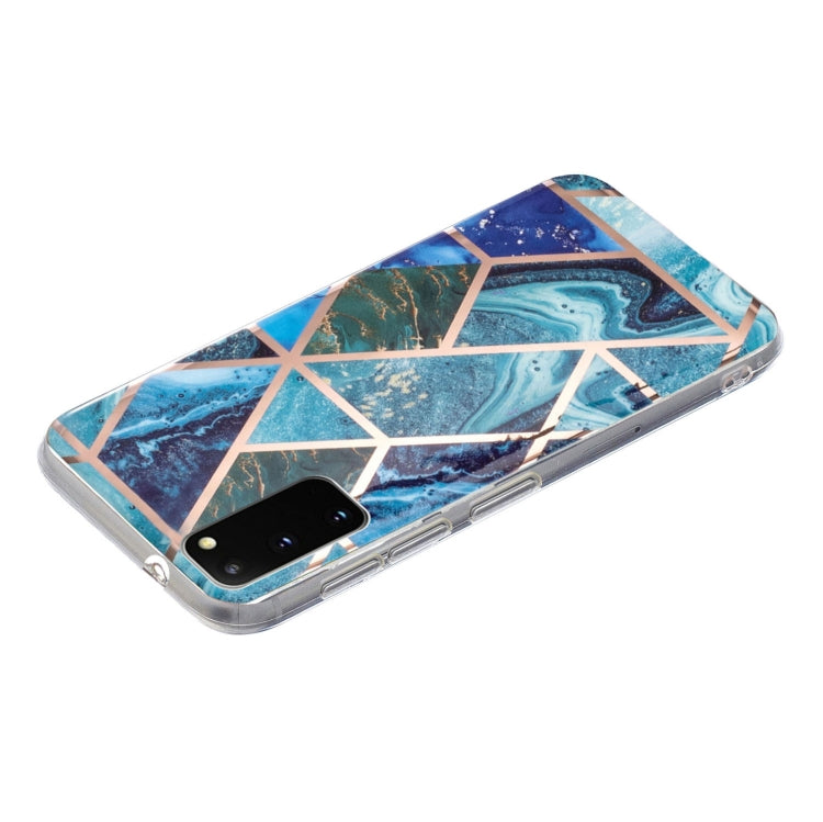 For Samsung Galaxy S20 Electroplated Marble Pattern TPU Phone Case(Blue and Green)