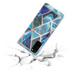 For Samsung Galaxy S20 Electroplated Marble Pattern TPU Phone Case(Blue and Green)