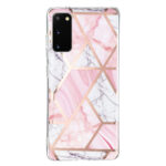 For Samsung Galaxy S20 Electroplated Marble Pattern TPU Phone Case(Pink and White)