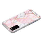 For Samsung Galaxy S20 Electroplated Marble Pattern TPU Phone Case(Pink and White)