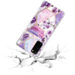 For Samsung Galaxy S20 Electroplated Marble Pattern TPU Phone Case(Purple Flower)