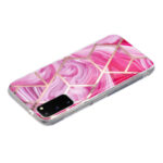 For Samsung Galaxy S20 Electroplated Marble Pattern TPU Phone Case(Red Rhombus)