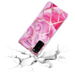 For Samsung Galaxy S20 Electroplated Marble Pattern TPU Phone Case(Red Rhombus)