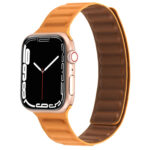 Magnetic Two-color Loop Slim Leather Watch Band For Apple Watch Series 8&7 41mm / SE 2&6&SE&5&4 40mm / 3&2&1 38mm(Cordyceps)