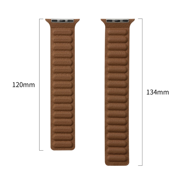 Magnetic Two-color Loop Slim Leather Watch Band For Apple Watch Series 8&7 41mm / SE 2&6&SE&5&4 40mm / 3&2&1 38mm(Saddle Brown)