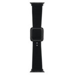 Black Square Buckle Silicone Watch Band For Apple Watch Ultra 49mm / Series 8&7 45mm / SE 2&6&SE&5&4 44mm / 3&2&1 42mm(Black)