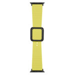 Black Square Buckle Silicone Watch Band For Apple Watch Ultra 49mm / Series 8&7 45mm / SE 2&6&SE&5&4 44mm / 3&2&1 42mm(Light Lime Yellow)