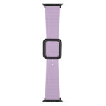 Black Square Buckle Silicone Watch Band For Apple Watch Ultra 49mm / Series 8&7 45mm / SE 2&6&SE&5&4 44mm / 3&2&1 42mm(Light Purple)