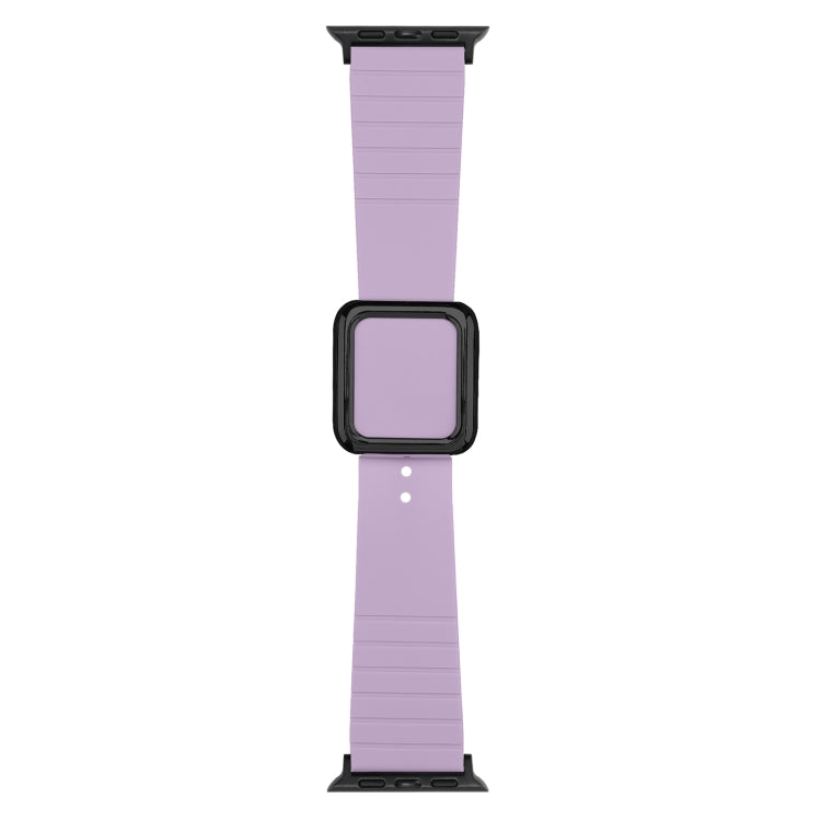Black Square Buckle Silicone Watch Band For Apple Watch Ultra 49mm / Series 8&7 45mm / SE 2&6&SE&5&4 44mm / 3&2&1 42mm(Light Purple)