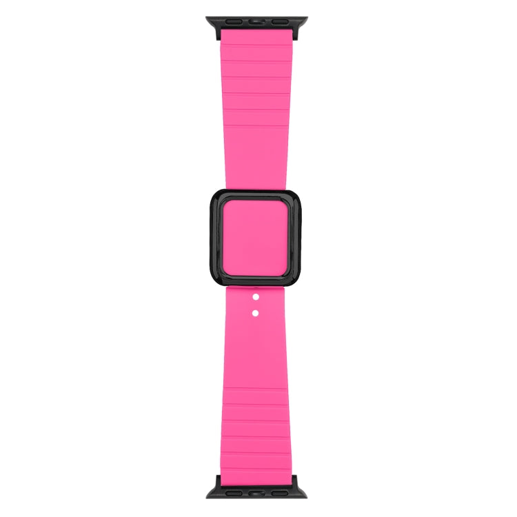 Black Square Buckle Silicone Watch Band For Apple Watch Ultra 49mm / Series 8&7 45mm / SE 2&6&SE&5&4 44mm / 3&2&1 42mm(Pitaya)