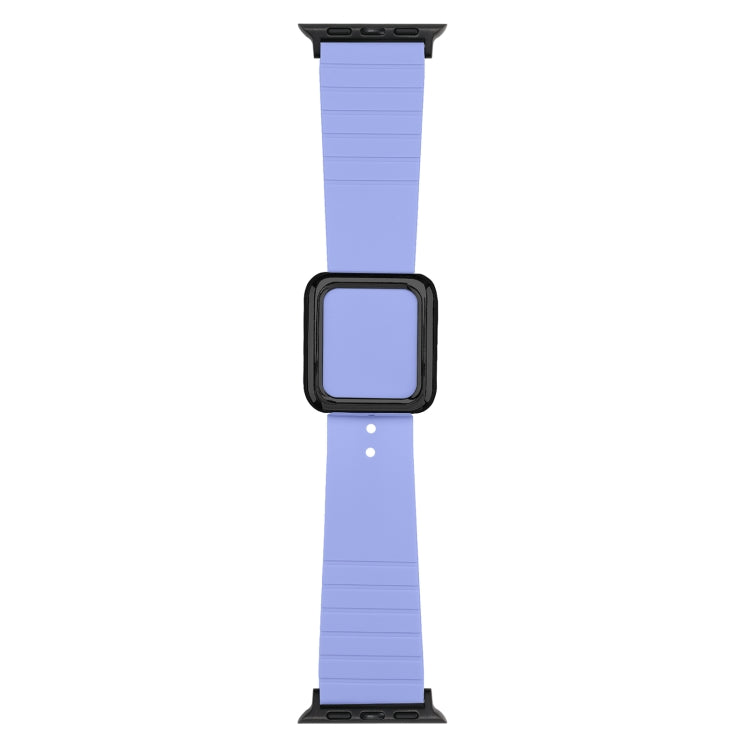 Black Square Buckle Silicone Watch Band For Apple Watch Ultra 49mm / Series 8&7 45mm / SE 2&6&SE&5&4 44mm / 3&2&1 42mm(Lavender)